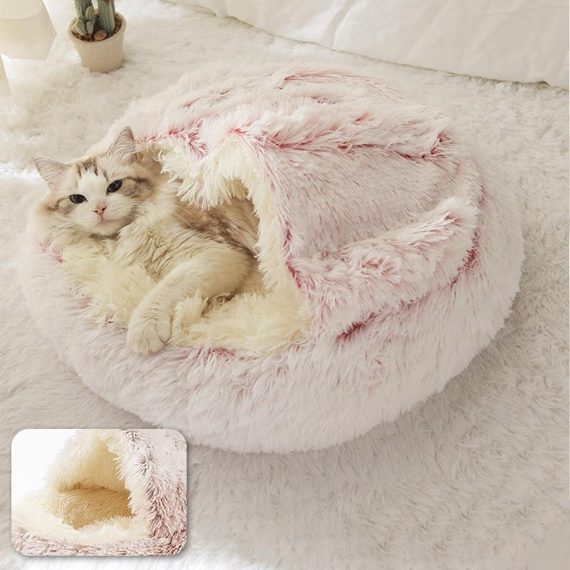 Cozy Plush Cat Cave Bed with Ergonomic Design for Ultimate Comfort 11