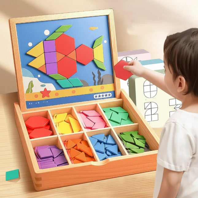 Creative Learning | Magnetic Wooden Puzzle Toy Set with 248 Blocks | Educational STEM Toy for Kids 1