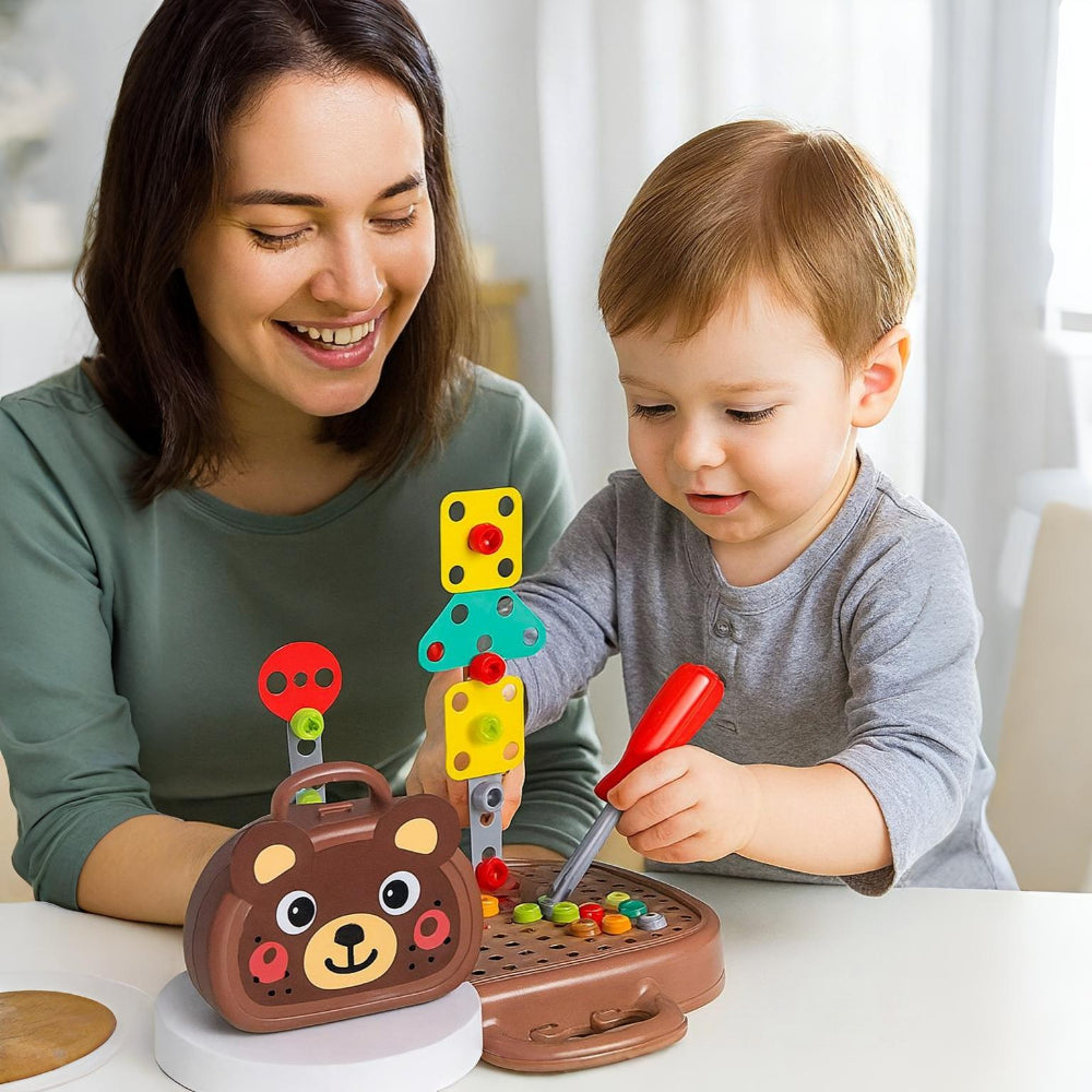 Creative Minds Montessori Building Set for Kids with Electric Screwdriver | Engaging STEM Activity Kit for Early Learning 0
