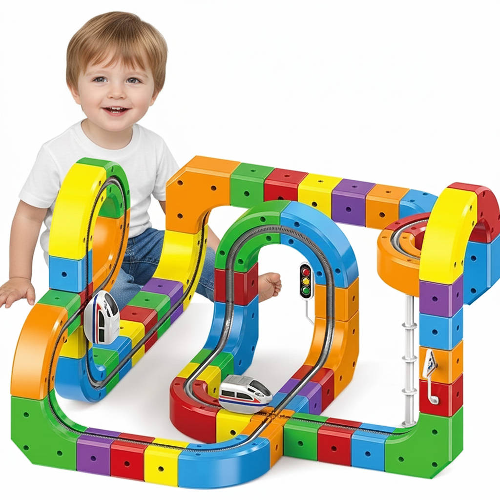 Creative Train Set | Magnetic Track Toy with Rechargeable Train | Fun Learning for Kids 0