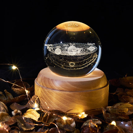 Crystal Ball Galaxy Projector, Star Projector for Bedroom, Galaxy Light Projector with Music and Beech Wood Base