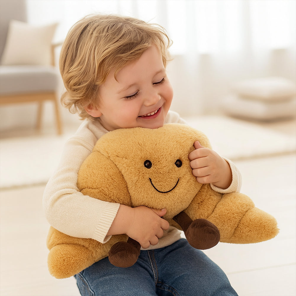 Cuddly Food Plush Toy Set | Adorable Plushies with Croissant, Pretzel & Toast | Fun Decor for All Ages 0