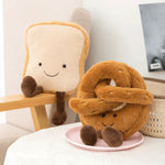 Cuddly Food Plush Toy Set | Adorable Plushies with Croissant, Pretzel & Toast | Fun Decor for All Ages 5