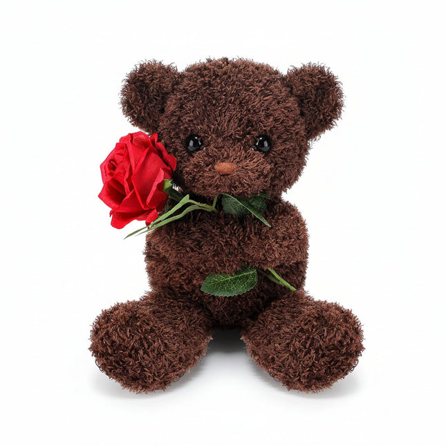 Cuddly Plush Bear | Soft Stuffed Animal with Romantic Rose Design | Perfect Gift for Love and Affection 1