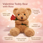 Cuddly Plush Bear | Soft Stuffed Animal with Romantic Rose Design | Perfect Gift for Love and Affection 2