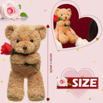 Cuddly Plush Bear | Soft Stuffed Animal with Romantic Rose Design | Perfect Gift for Love and Affection 6