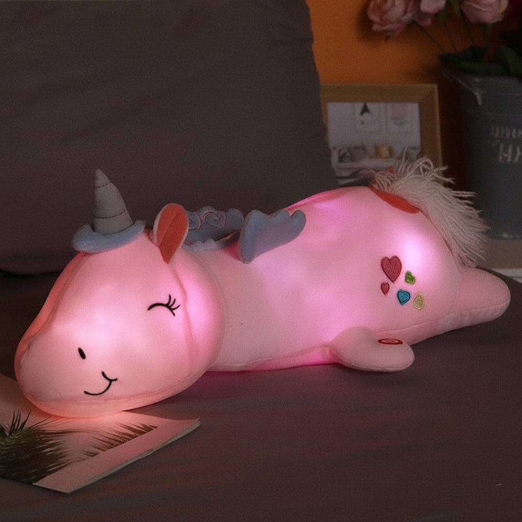 Cuddly Unicorn Plush Toy with Soothing LED Night Light for Comfort 0
