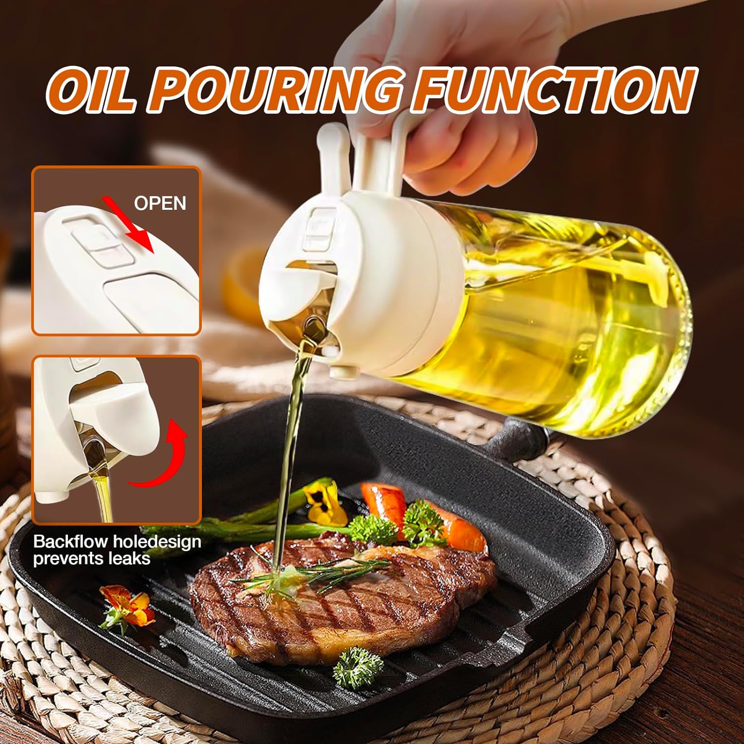 Culinary Essentials | 2-in-1 Olive Oil Spray Dispenser with Adjustable Mist | Perfect for Healthy Cooking 6