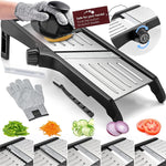 Culinary Master | Food Slicer with Stainless Steel Blade & Cut-Resistant Gloves | Versatile Kitchen Tool for Safe and Precise Cutting 0