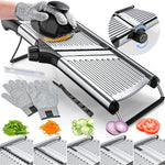 Culinary Master | Premium Food Slicer with Adjustable Thickness & Safety Gloves | Efficient Vegetable Cutter for Precise Slicing 8