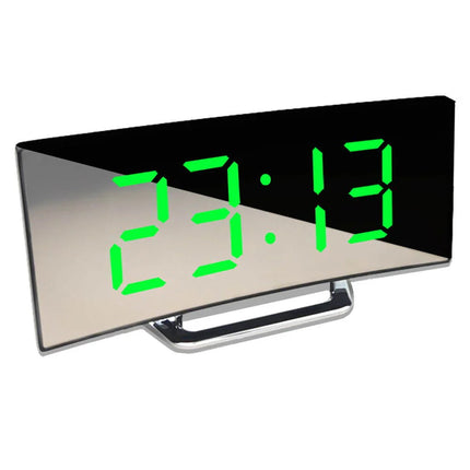 Digital Alarm Clock for Bedroom with Curved Mirror Display