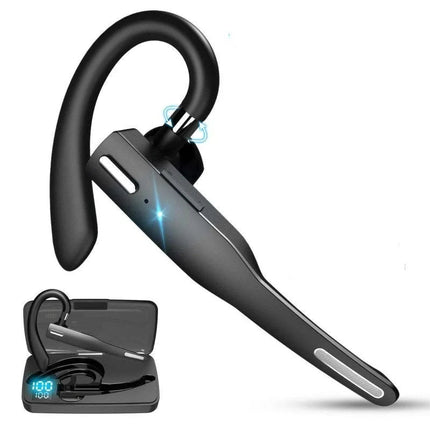Noise Reduction Headset, Wireless Headset with Microphone, Ear Hook Bluetooth Headset for Truckers with Charging Case