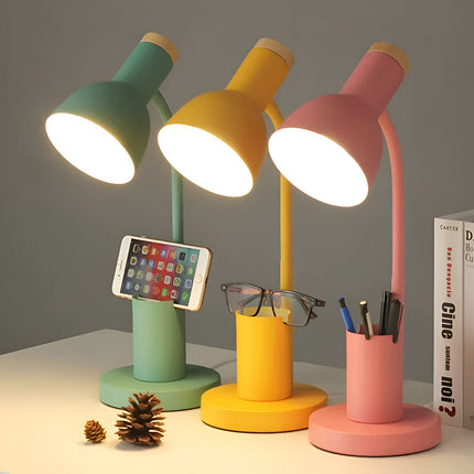 Modern Table Lamp with Pen Holder, Adjustable LED Desk Lamp for Office Desk, Nordic Bedside Table Lamp for Bedroom