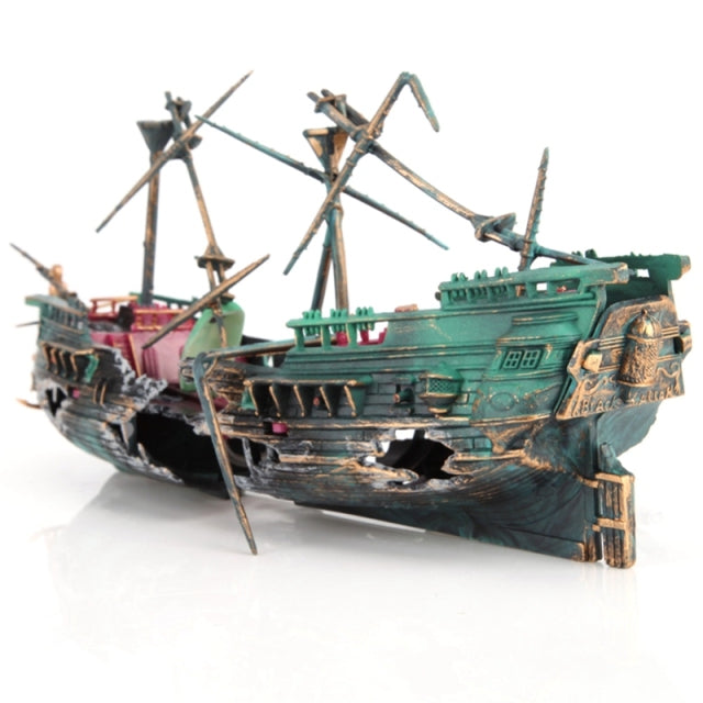 Fish Tank Decorations, Large Shipwreck Aquarium Decoration for Air Pump, Aquarium Ornament and Fish Tank Accessory