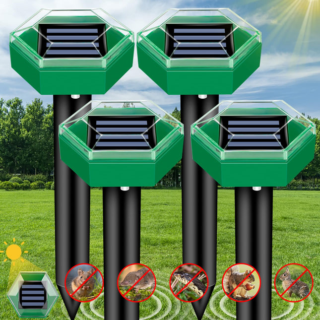 Snake Repellent for Yard, Solar Ultrasonic Mole Repellent Stakes 4 Pack