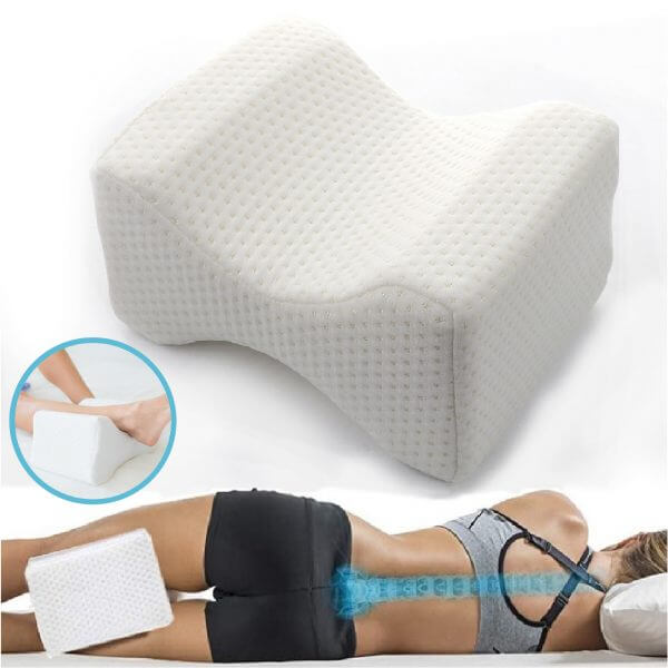 Memory Foam Pillow for Legs, Knee Pillow for Sleeping, Ergonomic Leg Pillow with Machine Washable Cover