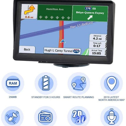 GPS Navigation System for Car and Truck, 7 Inch GPS Navigation Device with Lifetime Maps