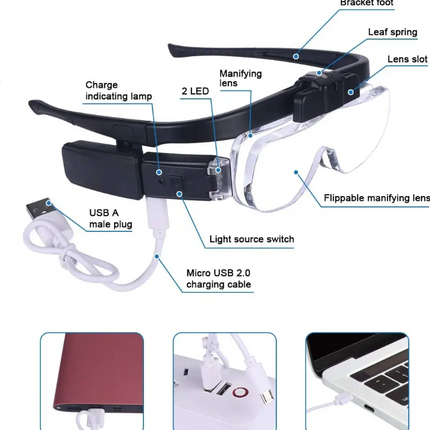 Lighted Magnifying Glass, Head Mounted Magnifier with LED Light – image 4