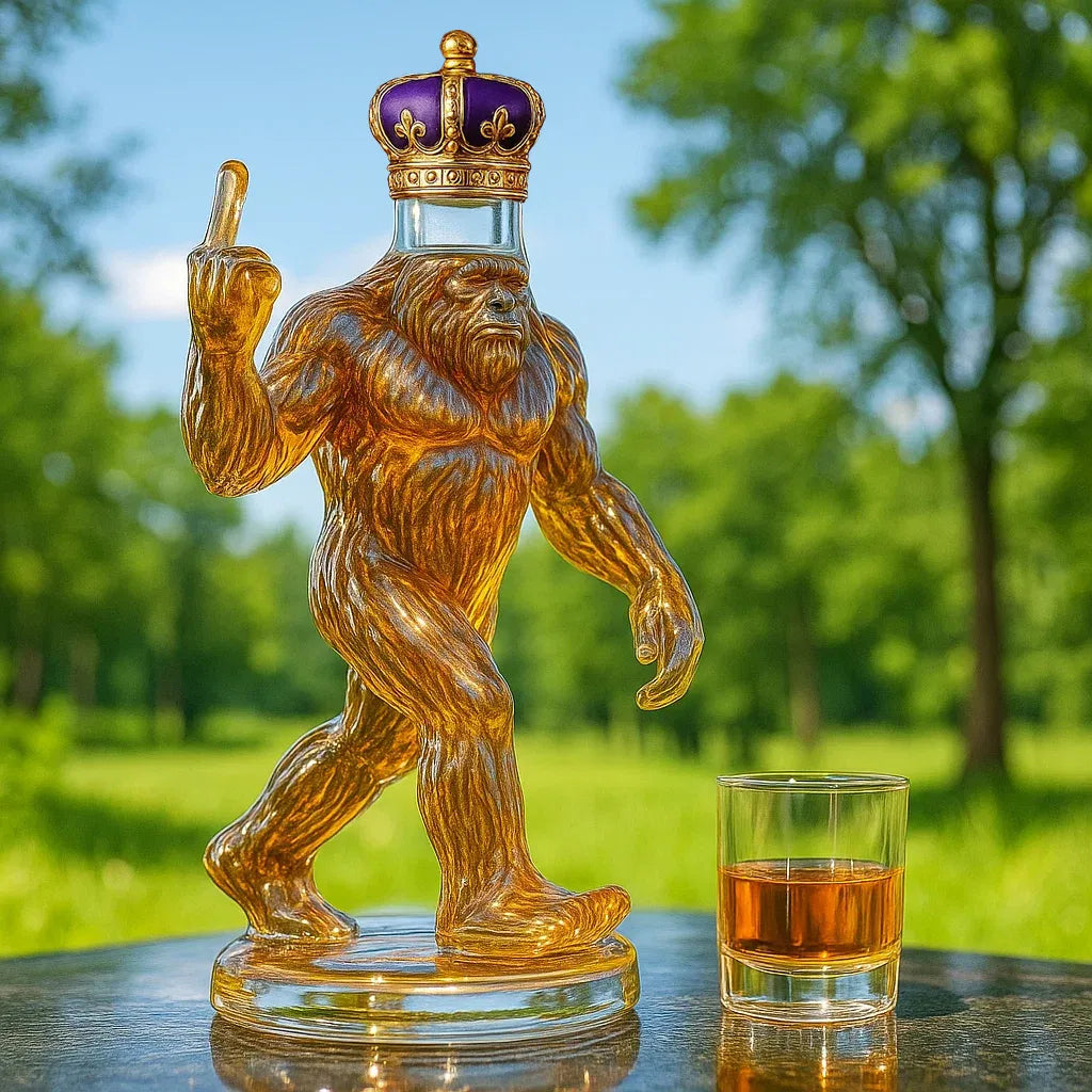 Tuzwa Bigfoot Whiskey Decanter – 25.3 Oz Hand-Blown Glass Liquor Decanter with Sculptural Design & Glass Stopper