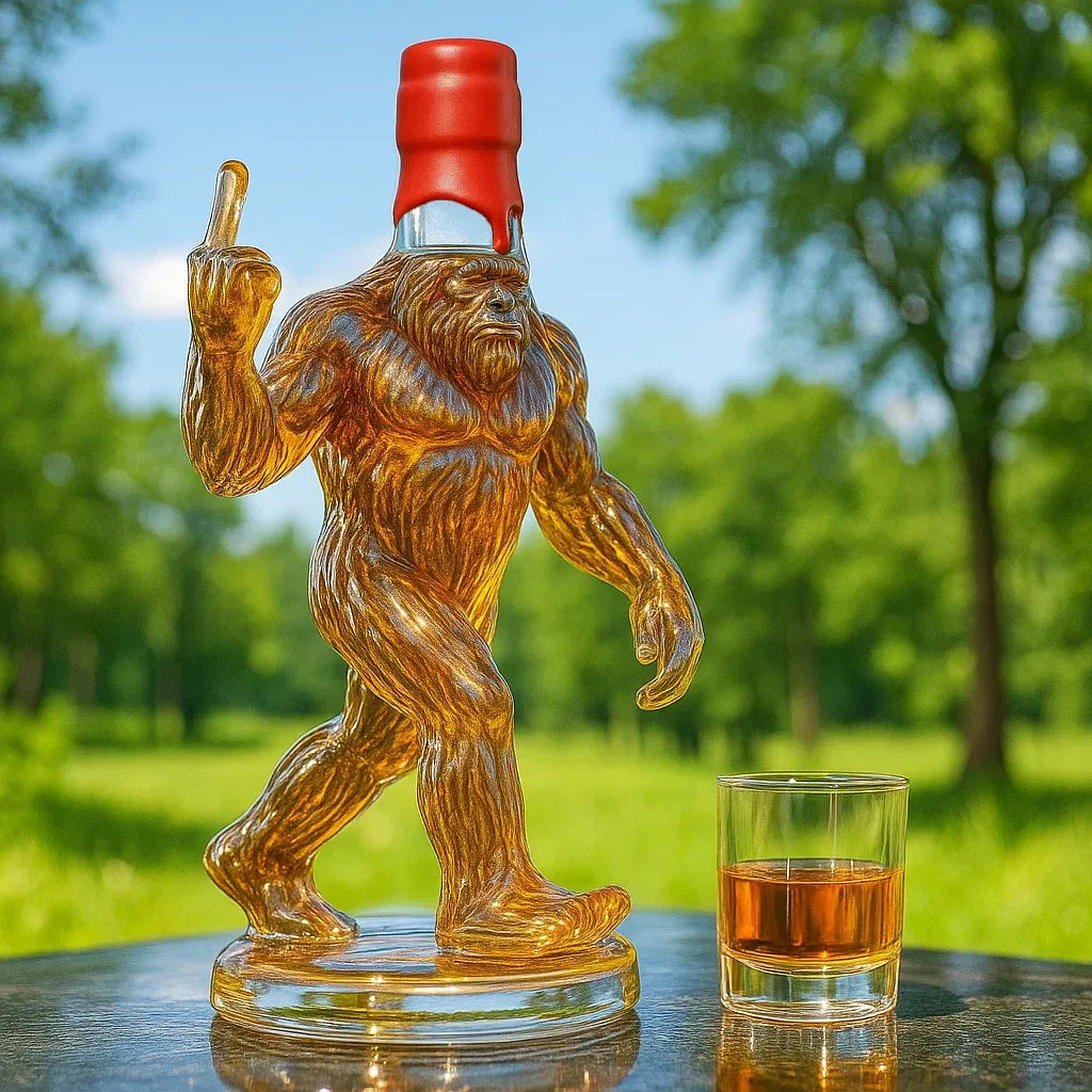 Tuzwa Bigfoot Whiskey Decanter – 25.3 Oz Hand-Blown Glass Liquor Decanter with Sculptural Design & Glass Stopper