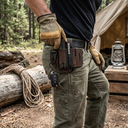 Leather Belt Bag, Tactical Waist Bag for Hunting – image 9