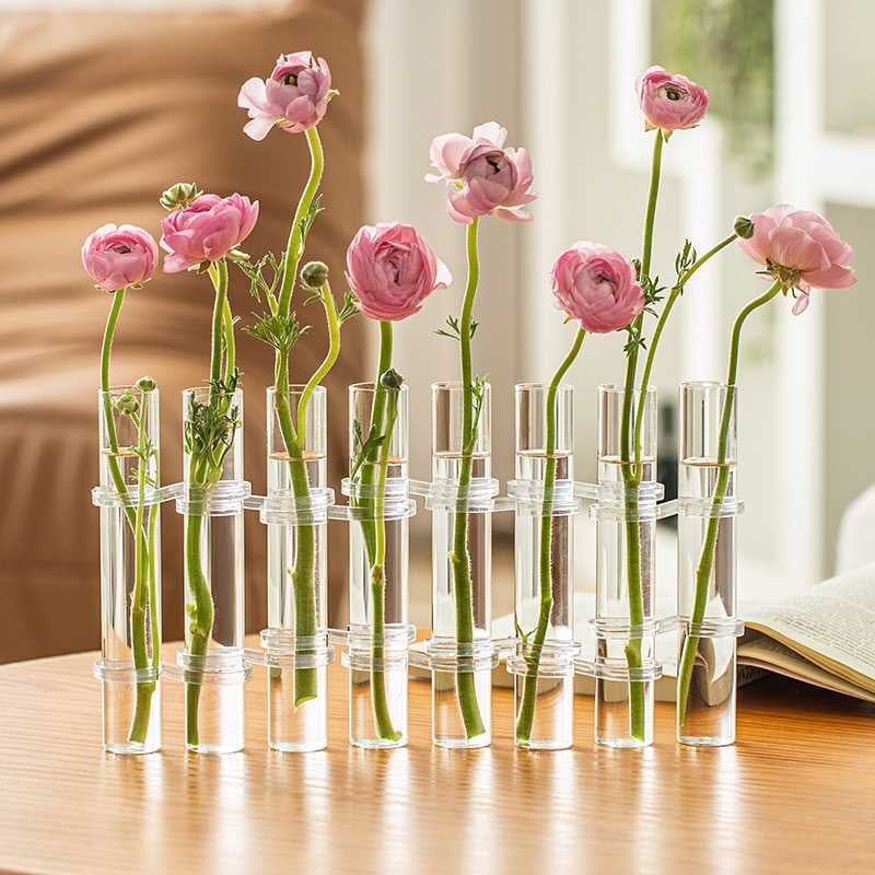Distinctive Flower Vase | Flexible Glass Tube Design with Adjustable Hinges for Creative Arrangements 0