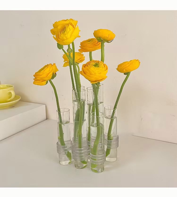 Distinctive Flower Vase | Flexible Glass Tube Design with Adjustable Hinges for Creative Arrangements 10