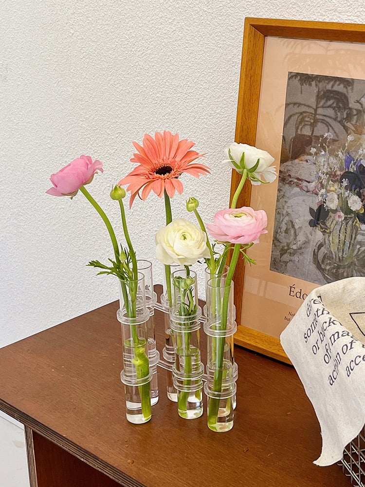 Distinctive Flower Vase | Flexible Glass Tube Design with Adjustable Hinges for Creative Arrangements 4