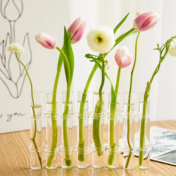 Distinctive Flower Vase | Flexible Glass Tube Design with Adjustable Hinges for Creative Arrangements 5