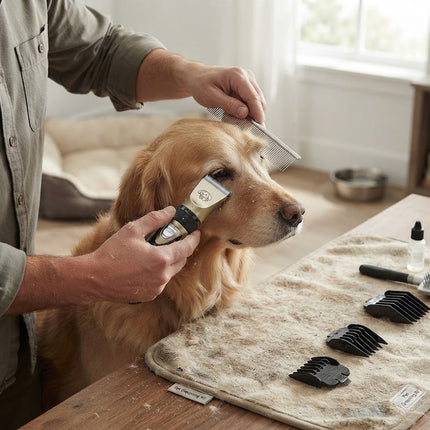 Dog Grooming Supplies, Cordless Dog Clippers with 4 Combs, Low Noise Dog Hair Trimmer and Cat Clippers for Paws and Face
