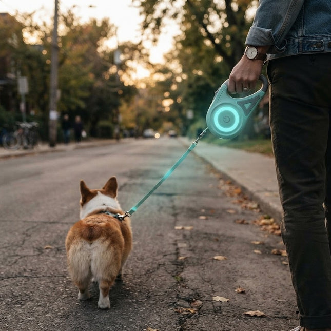 Retractable Dog Leash with 100 Lumen LED Spotlight, Cat Leash