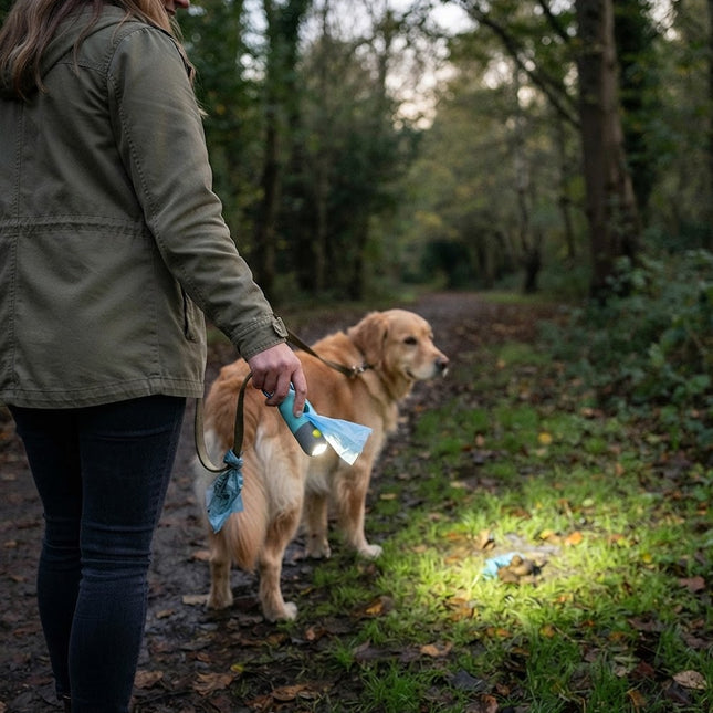 Dog Poop Bag Holder with LED Light, Poop Bag Dispenser for Dog Walking, Twist Top Dog Poop Bag Carrier