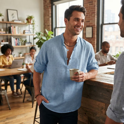 Button Down Shirt for Men, Slim Fit Cotton Shirt with Collar for the Office – image 6