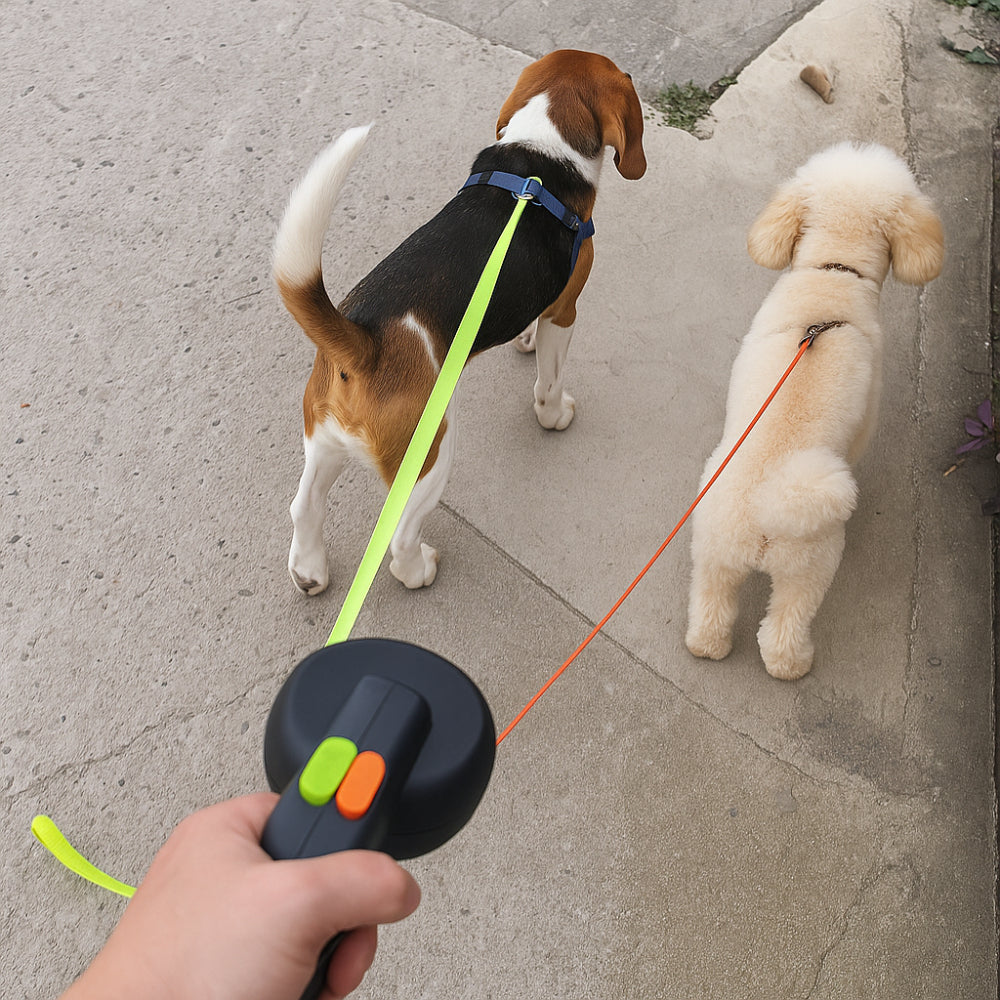 Dual Handle Retractable Dog Leash with Tangle-Reducing Design | Flexible Control for Two Dogs 0