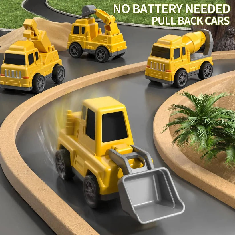 Dynamic Vehicle Playset | 5-Piece Friction-Powered Construction Set with Lights & Sounds | Engaging Fun for Kids 5