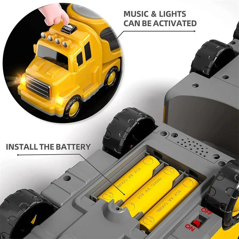 Dynamic Vehicle Playset | 5-Piece Friction-Powered Construction Set with Lights & Sounds | Engaging Fun for Kids 6
