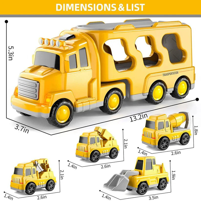 Dynamic Vehicle Playset | 5-Piece Friction-Powered Construction Set with Lights & Sounds | Engaging Fun for Kids 7