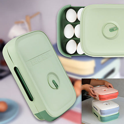 Food Storage Container for Eggs, Stackable Egg Holder for Fridge with Freshness Dial – image 4