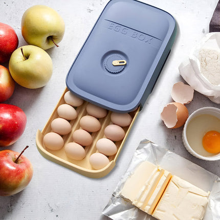 Food Storage Container for Eggs, Stackable Egg Holder for Fridge with Freshness Dial – image 6