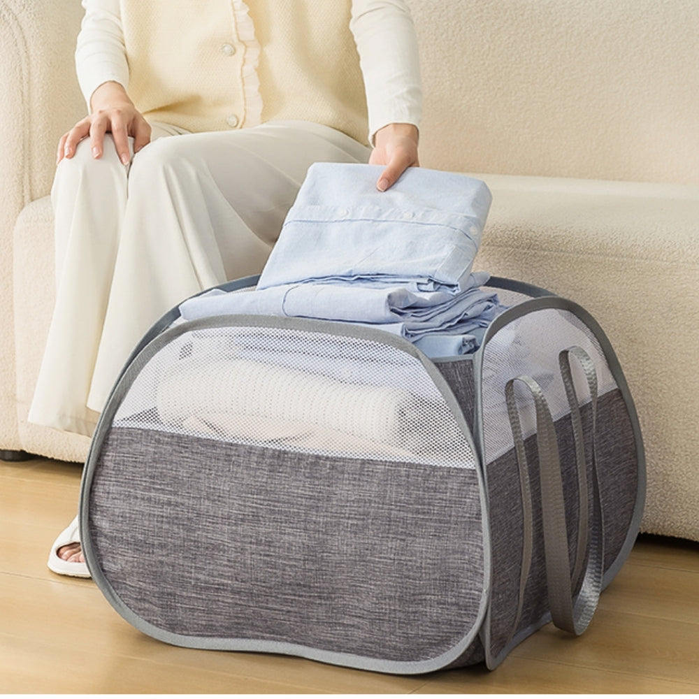 Easy Move Carry Laundry Basket with Reinforced Handles | Collapsible Design for Effortless Transport 0