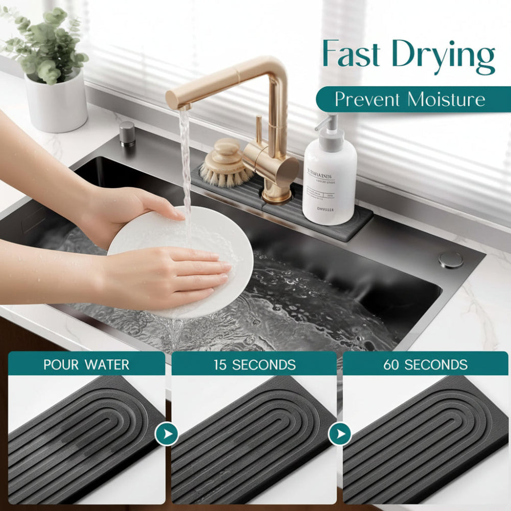 Eco-Friendly Diatomite Sink Mat | Fast Drying Protector for Clean Countertops 6