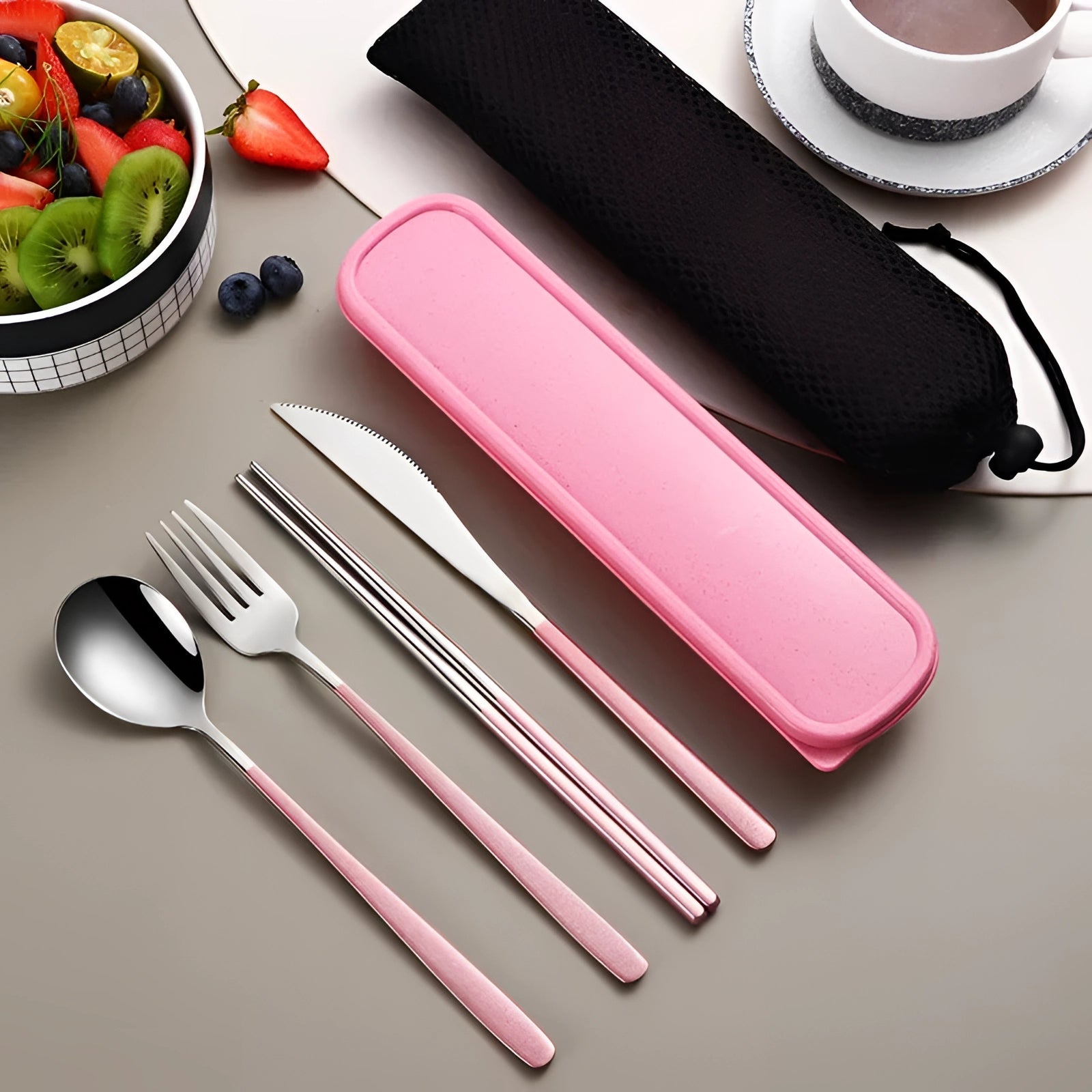 Eco-Friendly Travel Cutlery Set | Portable Stainless Steel Utensils with Case for On-the-Go Dining 4