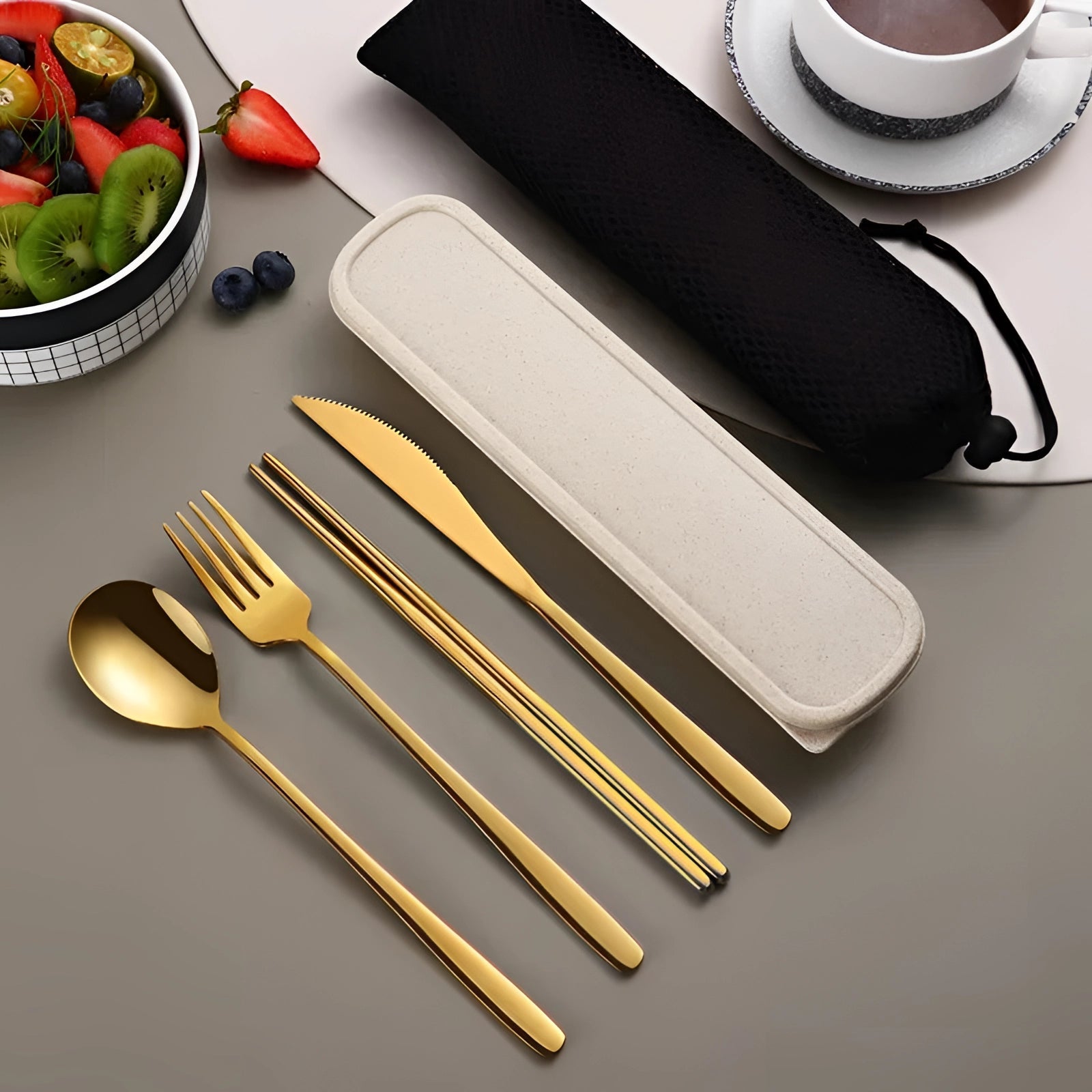Eco-Friendly Travel Cutlery Set | Portable Stainless Steel Utensils with Case for On-the-Go Dining 6