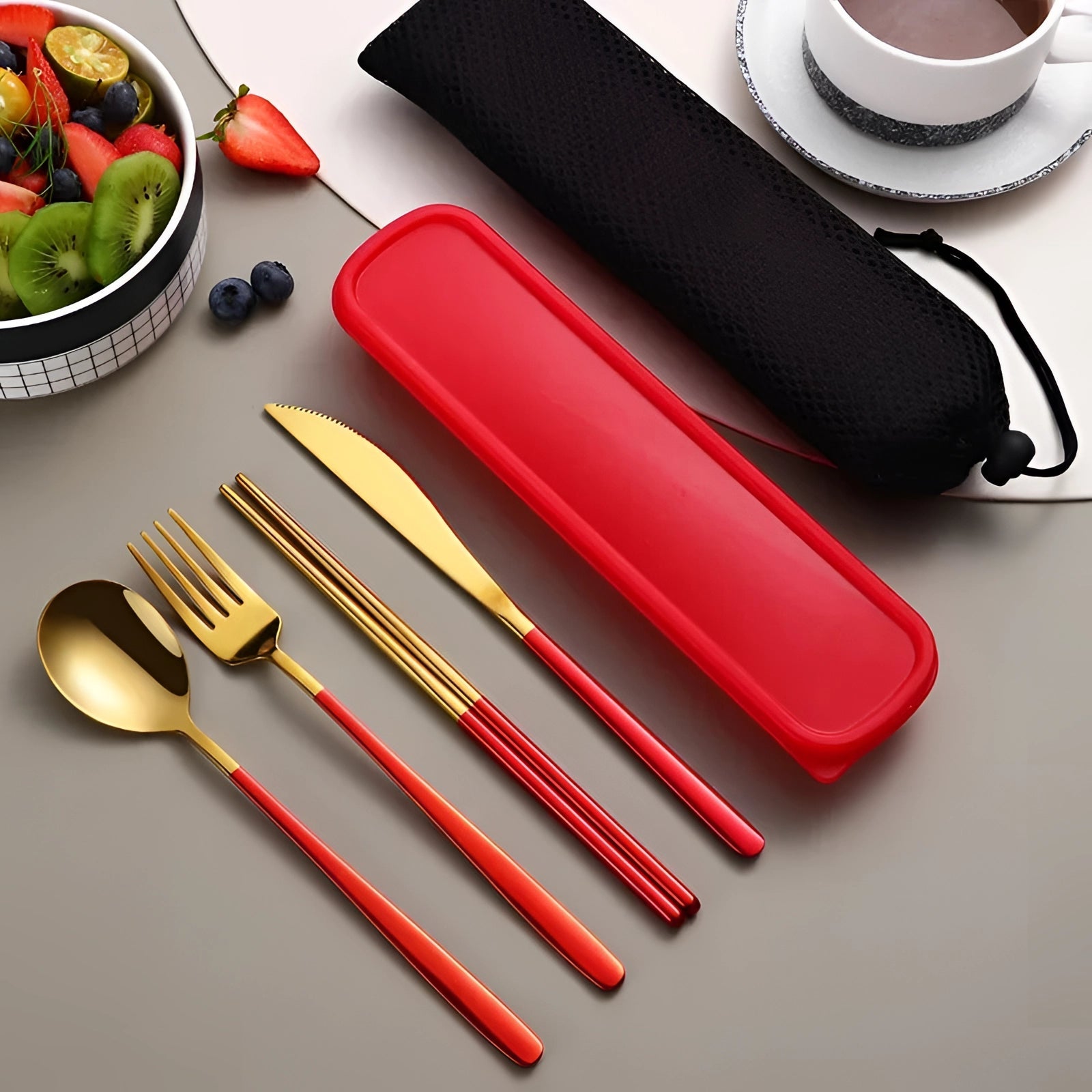 Eco-Friendly Travel Cutlery Set | Portable Stainless Steel Utensils with Case for On-the-Go Dining 7