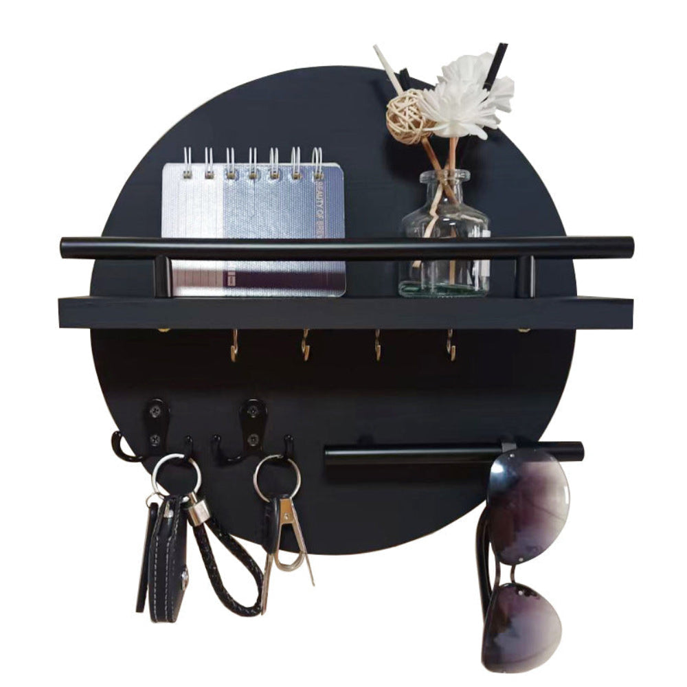 Eco-Friendly Wall Organizer | Round Wooden Key Holder with Stylish Design | Compact Storage Solution for Organized Entryways 0