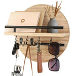 Eco-Friendly Wall Organizer | Round Wooden Key Holder with Stylish Design | Compact Storage Solution for Organized Entryways 3