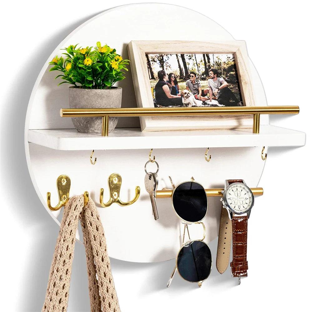 Eco-Friendly Wall Organizer | Round Wooden Key Holder with Stylish Design | Compact Storage Solution for Organized Entryways 4