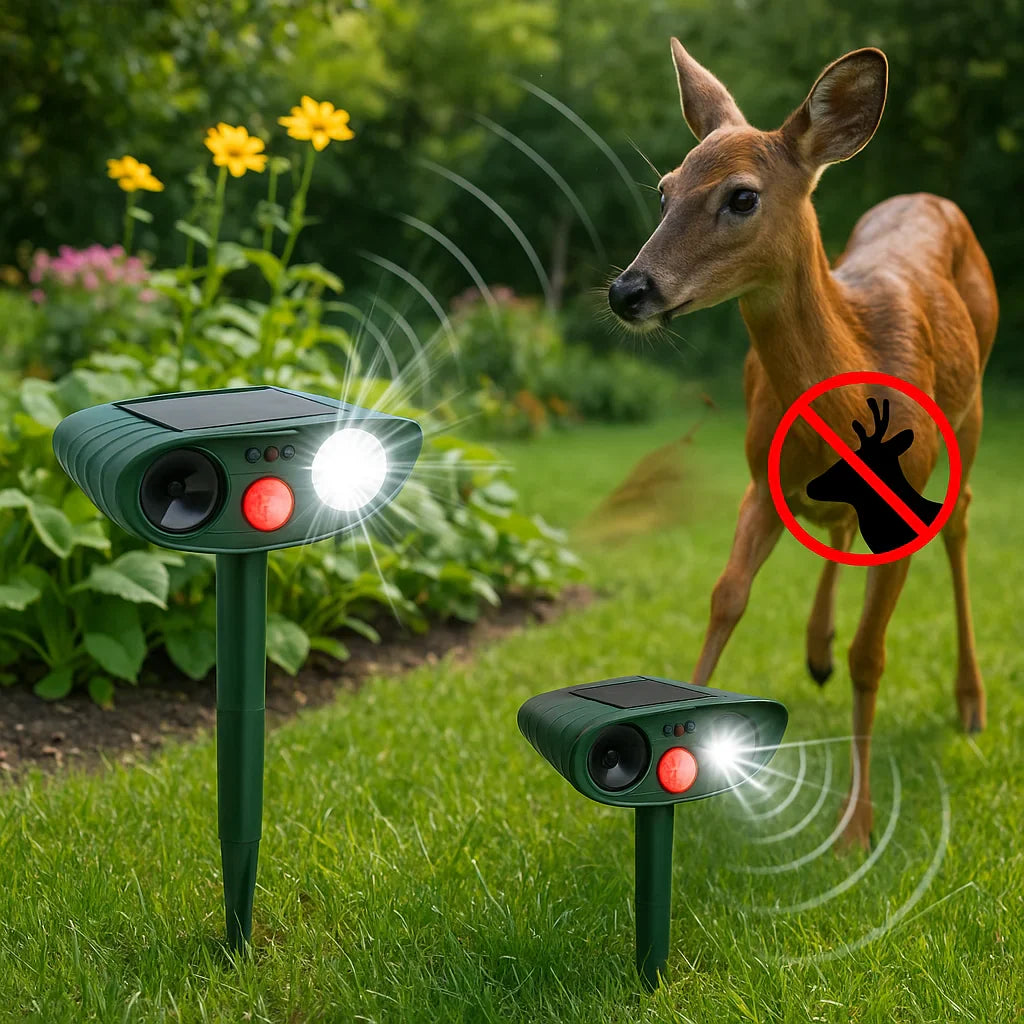 EcoGuard | Solar-Powered Ultrasonic Deer Repeller with Motion Sensor | Effective Protection for Gardens and Yards 0