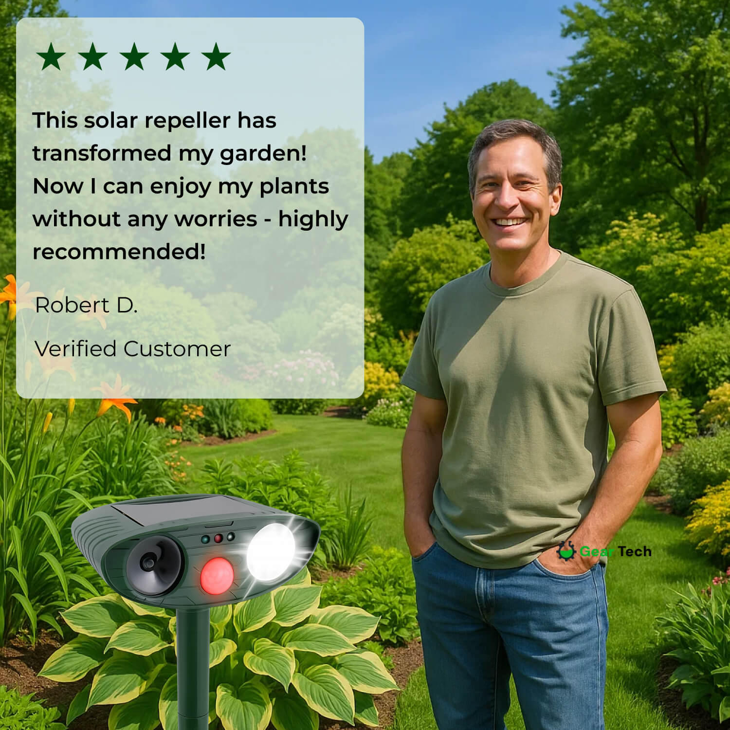 EcoGuard | Solar-Powered Ultrasonic Deer Repeller with Motion Sensor | Effective Protection for Gardens and Yards 4