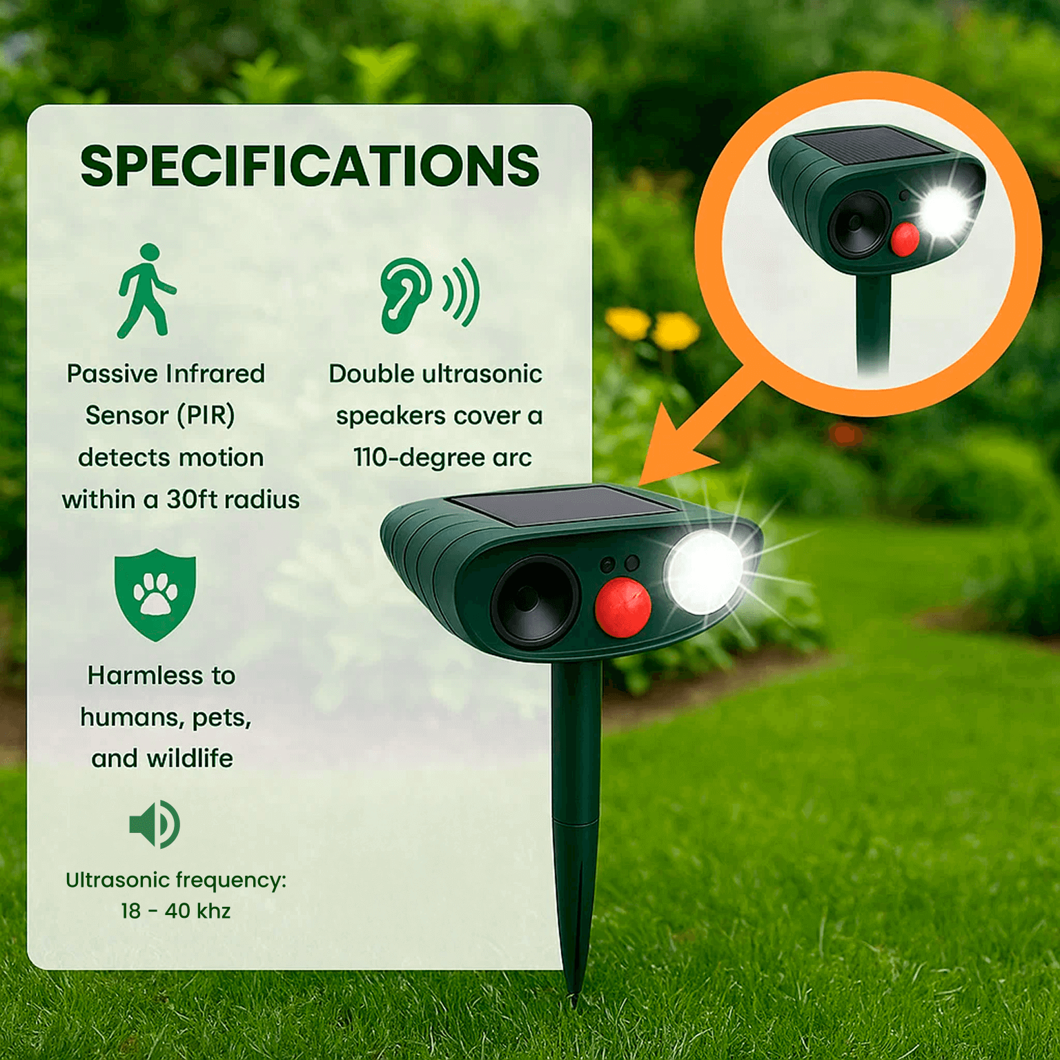 EcoGuard | Solar-Powered Ultrasonic Deer Repeller with Motion Sensor | Effective Protection for Gardens and Yards 5